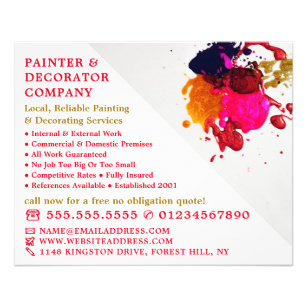 Flyer Splash de pintura colorida, pintador y decorador