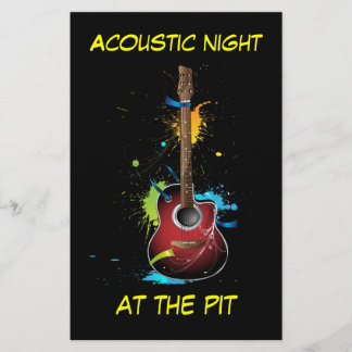 Flyer Splats de pintura de guitarra acústica