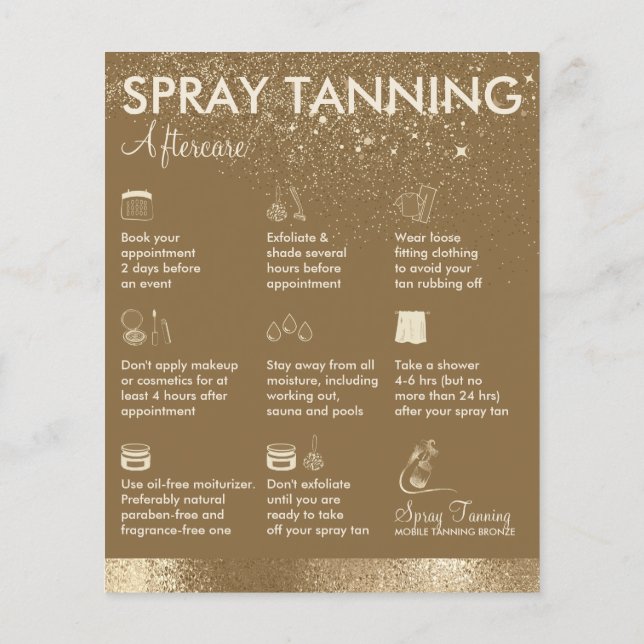 Flyer Spray Tanning Brown simple pintura corporal despué (Atrás)