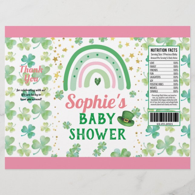 Flyer St Patrick's Baby Girl Shower Chip Bag Wrapper (Frente)