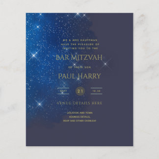 Flyer Starry Night Blue Bar Bat Mitzvah Invitations