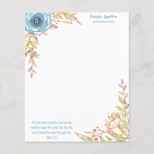 Flyer Stationery personalizada | Escritura | Azul agitad (Frente)