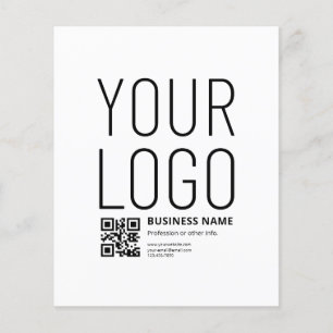 Flyer Su logotipo con código QR editable y texto