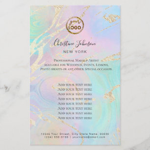 Flyer su logotipo con efecto iridiscente falso