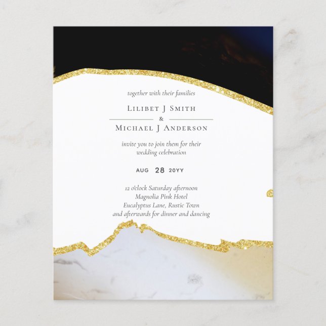 Flyer Sublime Boda moderno negro y dorado (Frente)