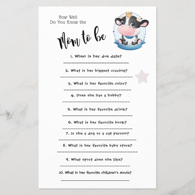 Flyer Sueño Beatiful de vaca Qué bien conoce la tarjeta  (Frente)