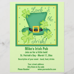 Flyer Suerte del Personalizado Irlandés de Promoción Emp