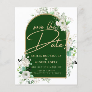 Flyer Summer White Roses Emerald Green Arch Wedding