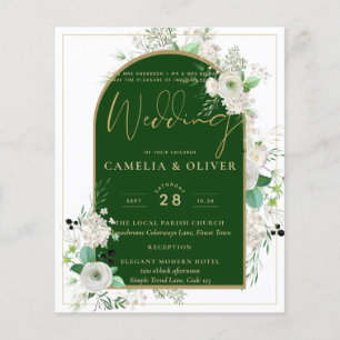 Flyer Summer White Roses Emerald Green Arch Wedding