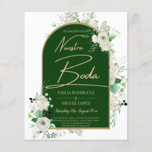 Flyer Summer White Roses Emerald Green Arch Wedding