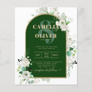 Flyer Summer White Roses Emerald Greenery Wedding