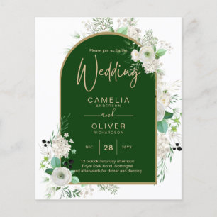 Flyer Summer White Roses Emerald Greenery Wedding