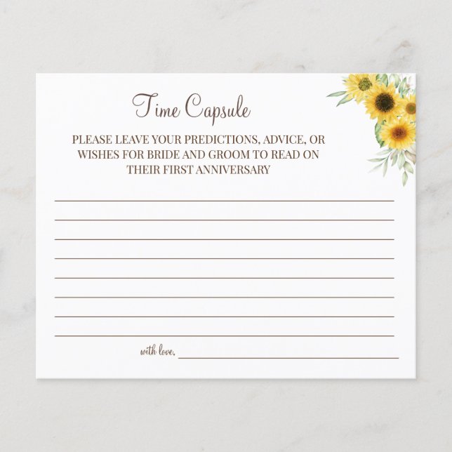 Flyer Sunflower Time Capsule wedding anniversary card (Frente)