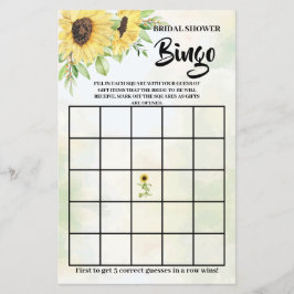 Flyer Sunflowers Greenery Bridal Shower Bingo Game Card