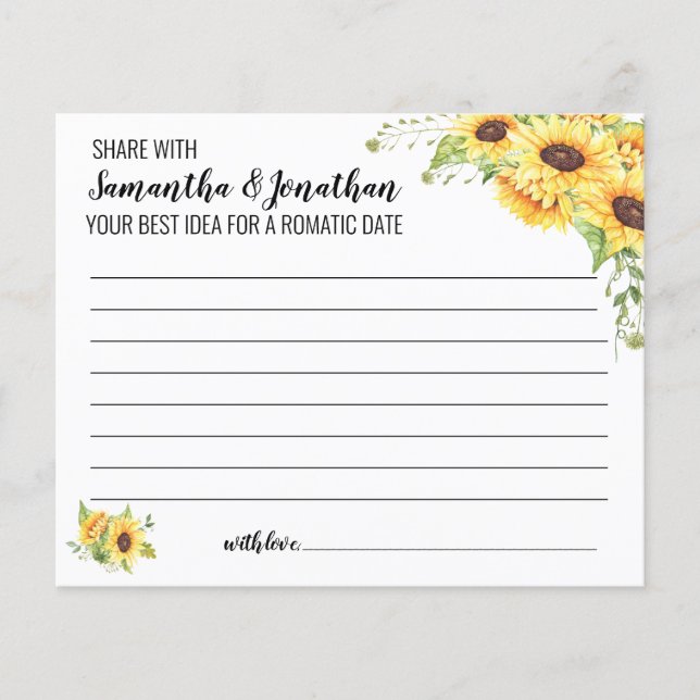 Flyer Sunflowers Share Date Idea Bridal Shower Card (Frente)