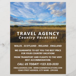 Flyer Sunny Country Scene, agencia de viajes Anuncio Vol