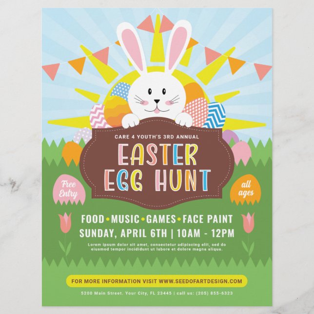 Flyer Sunny Easter Bunny Colorful Egg Hunt (Frente)