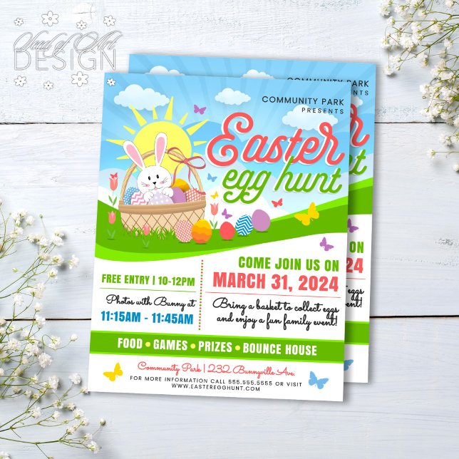 Flyer Sunny Easter Bunny Egg Hunt Holiday Family Event (Subido por el creador)