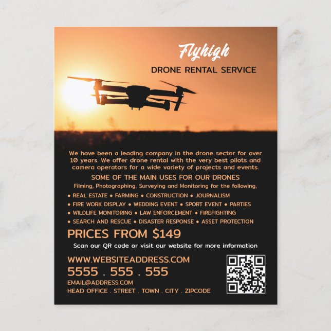 Flyer Sunset Drone Silhouette, compañía de alquiler de d (Frente)
