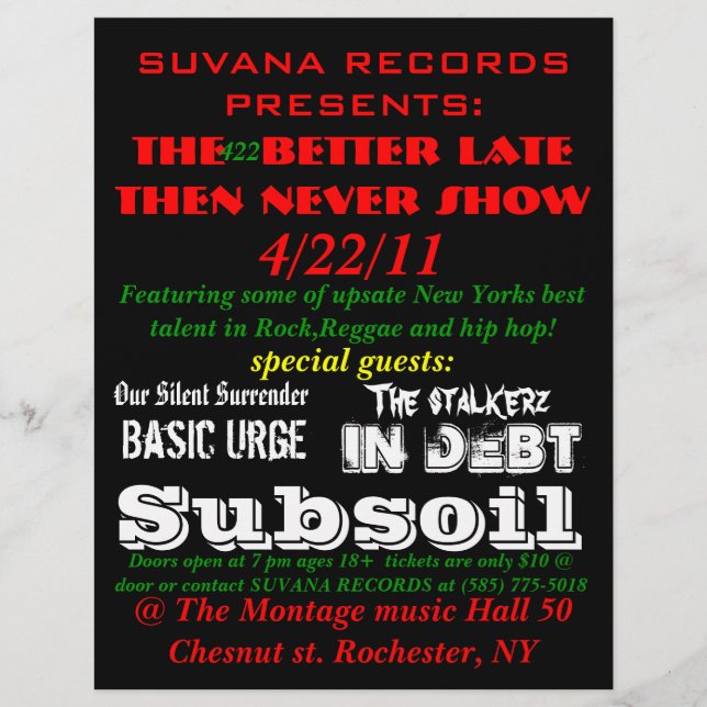 Flyer SUVANA RECORDS PRESENTA: "Cuanto mejor tarde... (Frente)