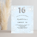 Flyer Sweet 16 invitación para presupuestos de plata azu<br><div class="desc">Tenga en cuenta que esta invitación está en papel de volante y es muy delgada. Los sobres no están incluidos. Para invitaciones más gruesas (el mismo diseño) visite nuestra tienda. Una invitación moderna, elegante y glamurosa para una fiesta de 16 y 16 años de chica. Un fondo azul cielo, decorado...</div>