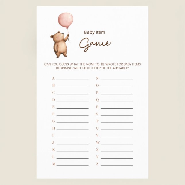 Flyer Sweet Bear Baby Shower Game Guessing Activity (Subido por el creador)