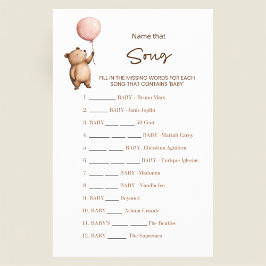 Flyer Sweet Bear Baby Shower Name That Song Game 