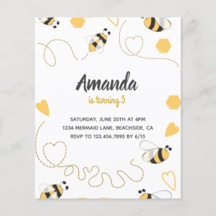 Flyer Sweet Little Honey Bee Birthday Party invitation