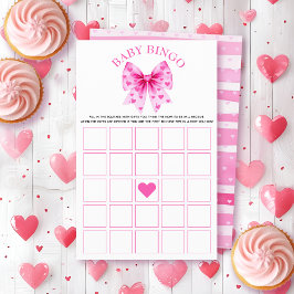 Flyer Sweetheart pink bow baby shower Bingo game