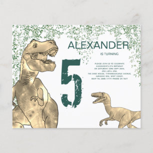 Flyer T Rex 5º cumpleaños Invitación al presupuesto del