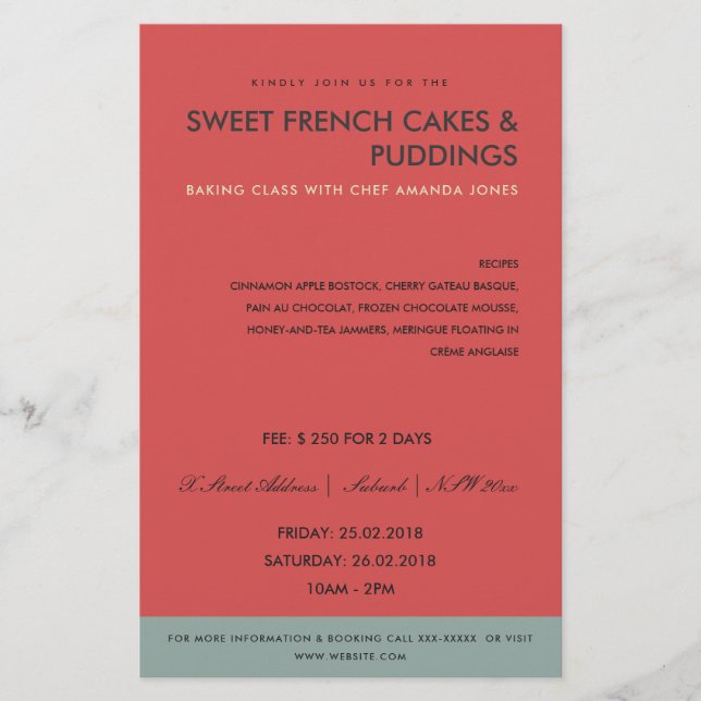 FLYER TALLER MODERNO DE CLASES DE PLANTILLAS DE FOTOS AZ (Frente)