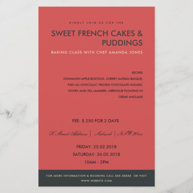 FLYER TALLER MODERNO DE CLASES DE PLANTILLAS DE FOTOS DE (Frente)