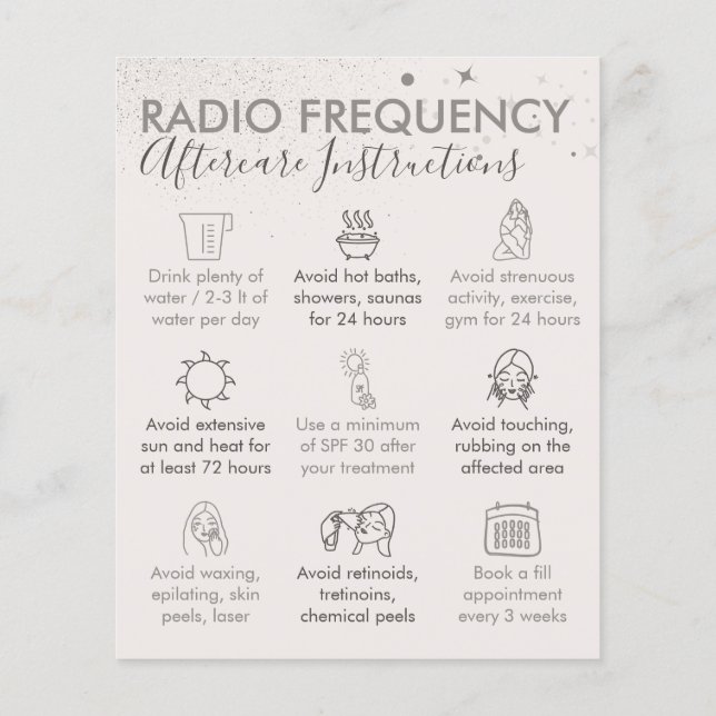 Flyer Tan Beige Radio Frecuencia Skin Aftercare Presupue (Atrás)