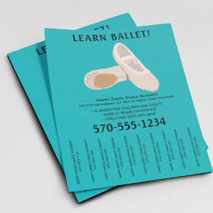 Flyer Tan y ballet Verde azulado bailando sin tiras