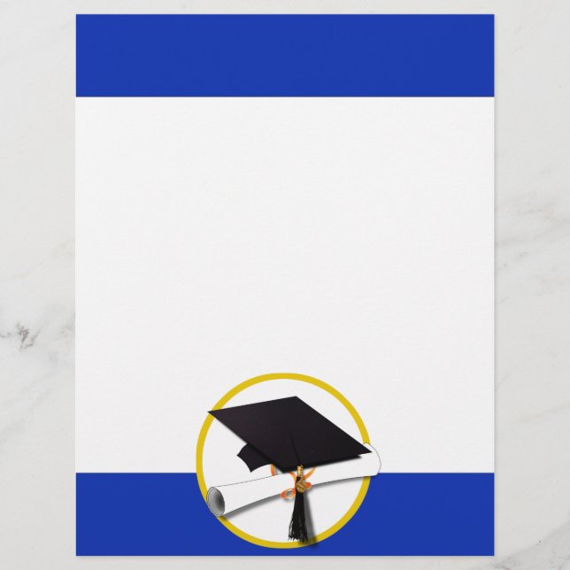 Flyer Tapón de graduación con Diploma - Fondo azul oscur (Frente)
