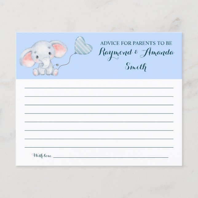 Flyer Tarjeta Baby Shower Consejos para mamá y papá (Frente)