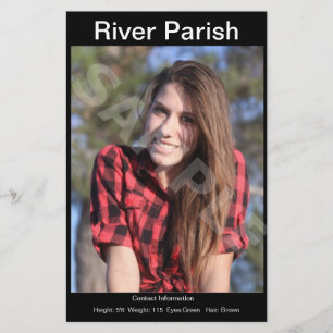 Flyer Tarjeta Comp/Zed de disparo de cabeza de modelo a