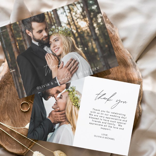Flyer Tarjeta de agradecimiento a Boda elegante de guion (Subido por el creador)
