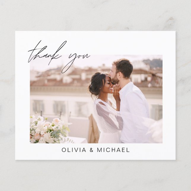 Flyer Tarjeta de agradecimiento a Boda elegante de guion (Frente)