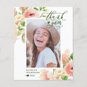 Flyer Tarjeta de agradecimiento a la flor rosa rosa eleg