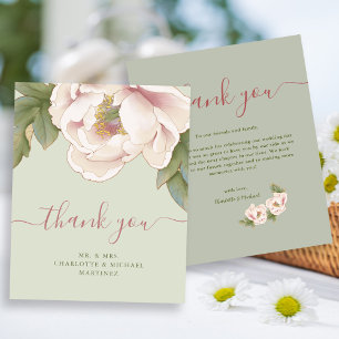 Flyer Tarjeta de agradecimiento a Sage y Boda floral Rub