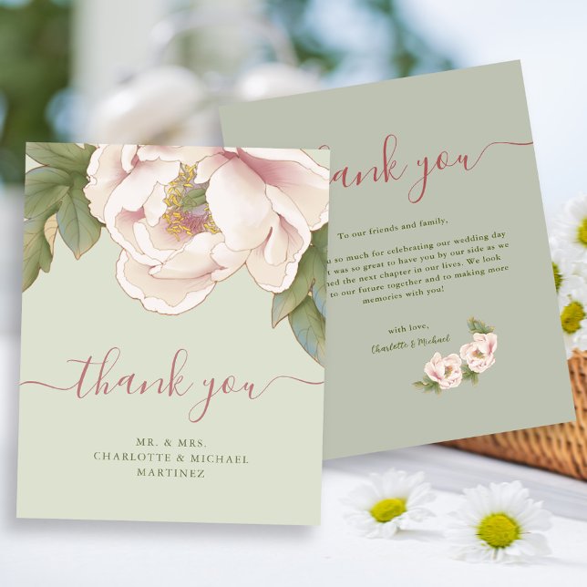Flyer Tarjeta de agradecimiento a Sage y Boda floral Rub (Subido por el creador)