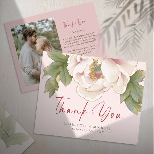 Flyer Tarjeta de agradecimiento al Boda de fotos florale