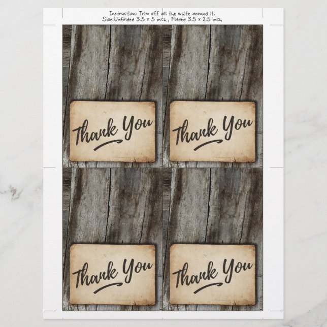 Flyer tarjeta de agradecimiento antigua con fondo de mad (Frente)