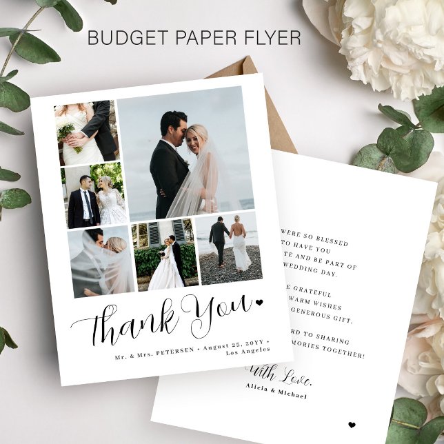 Flyer Tarjeta de agradecimiento de boda con collage de 6 (Subido por el creador)