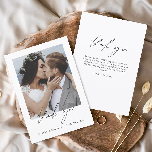 Flyer Tarjeta de agradecimiento de boda con foto y letra (Subido por el creador)