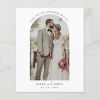 Tarjeta de agradecimiento de boda con marco de arc
