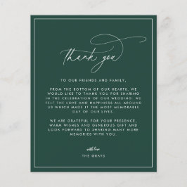 Flyer Tarjeta de agradecimiento de Boda Esmeralda