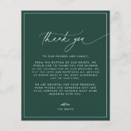 Flyer Tarjeta de agradecimiento de Boda Esmeralda