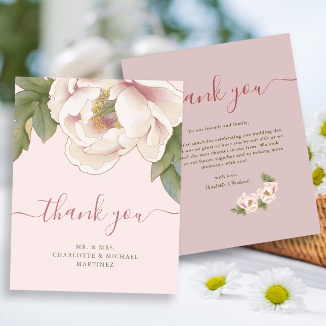 Flyer Tarjeta de agradecimiento del Boda floral Peony de (Subido por el creador)